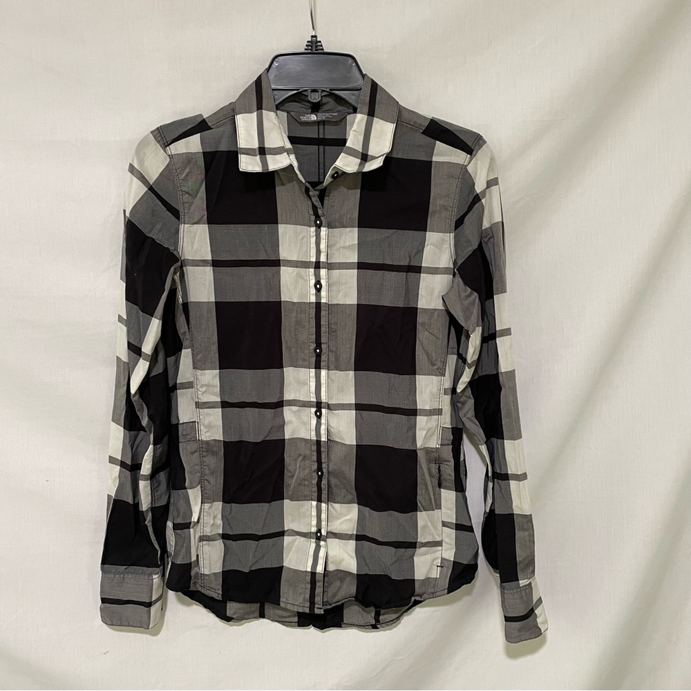 The North Face Women's Black and Gray Plaid Shirt Size XS